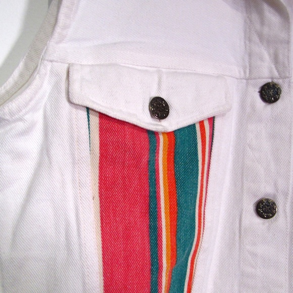 Vintage 90s Sleeveless White Denim Jacket cardi b - Picture 4 of 5